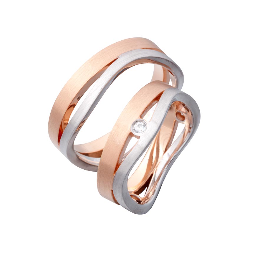Trauringe Rhede 500 Palladium, 585 Rotgold 514653-70