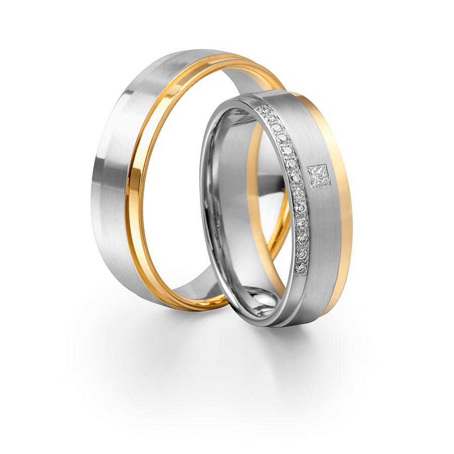 Trauringe Rhede 500 Palladium, 585 Gelbgold 514675-58