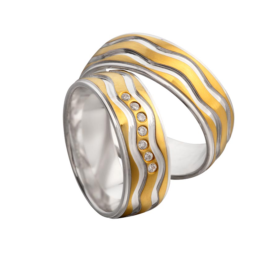 Trauringe Rhede 500 Palladium, 585 Gelbgold 514683-75