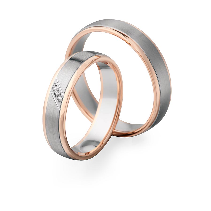 Trauringe / Eheringe 375 Rotgold, Weißgold+Pd 514724-50