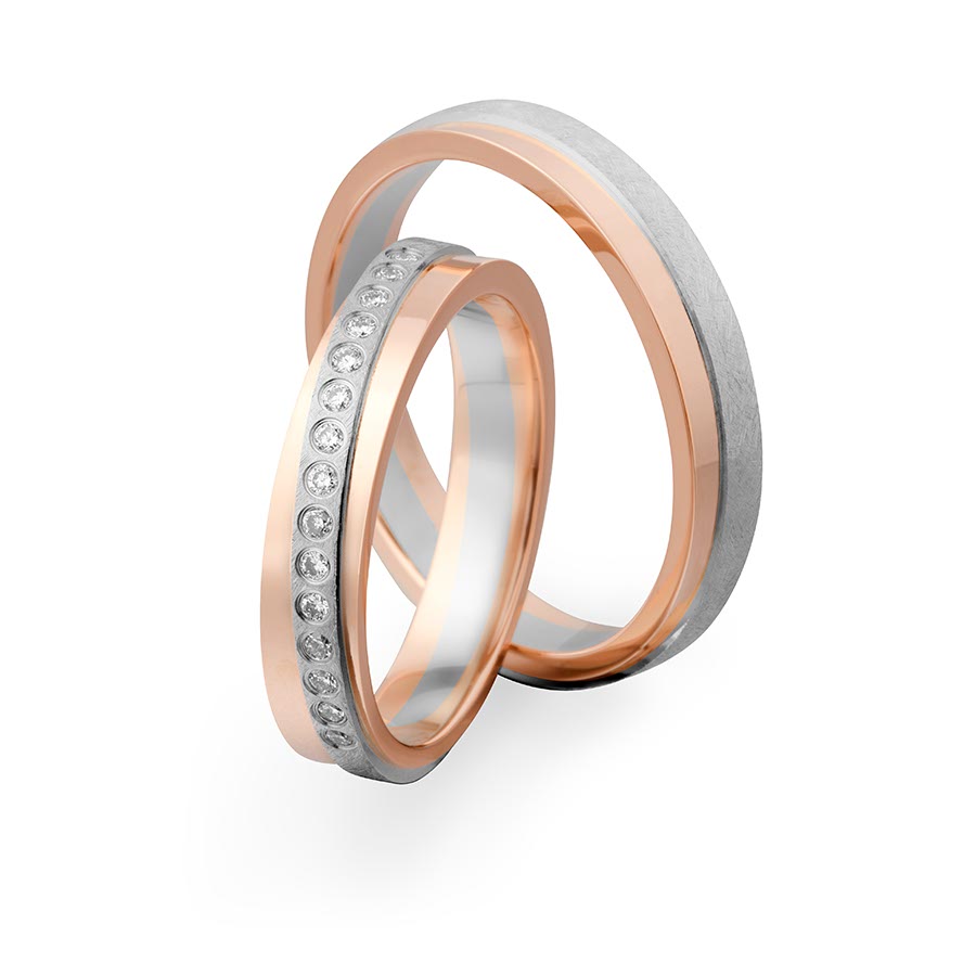 Trauringe / Eheringe 375 Rotgold, Weißgold+Pd 514726-40