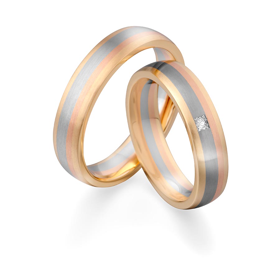 Trauringe / Eheringe 585 Gelbgold, Weißgold+Pd+Pd, Rotgold 514734-50