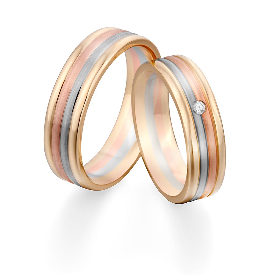 Trauringe / Eheringe 585 Gelbgold, Weißgold+Pd+Pd, Rotgold 514739-60