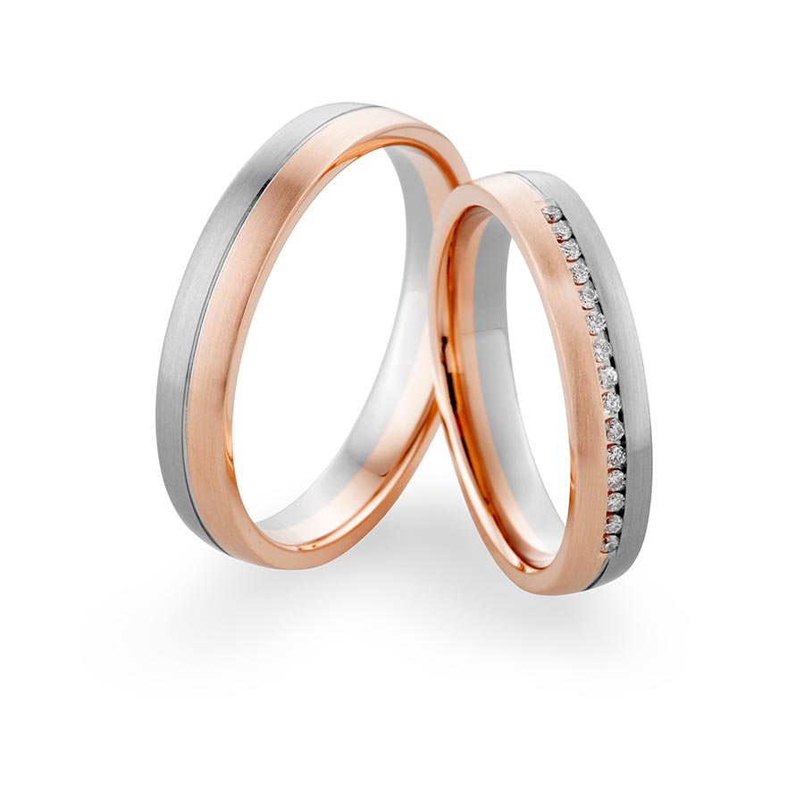 Trauringe / Eheringe 375 Rotgold, Weißgold+Pd 514766-40