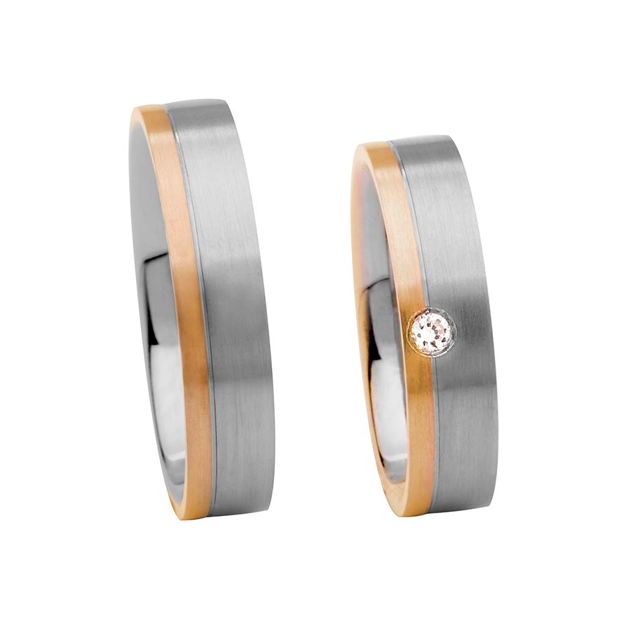 Trauringe Rhede 500 Palladium, 333 Rotgold 513206-50