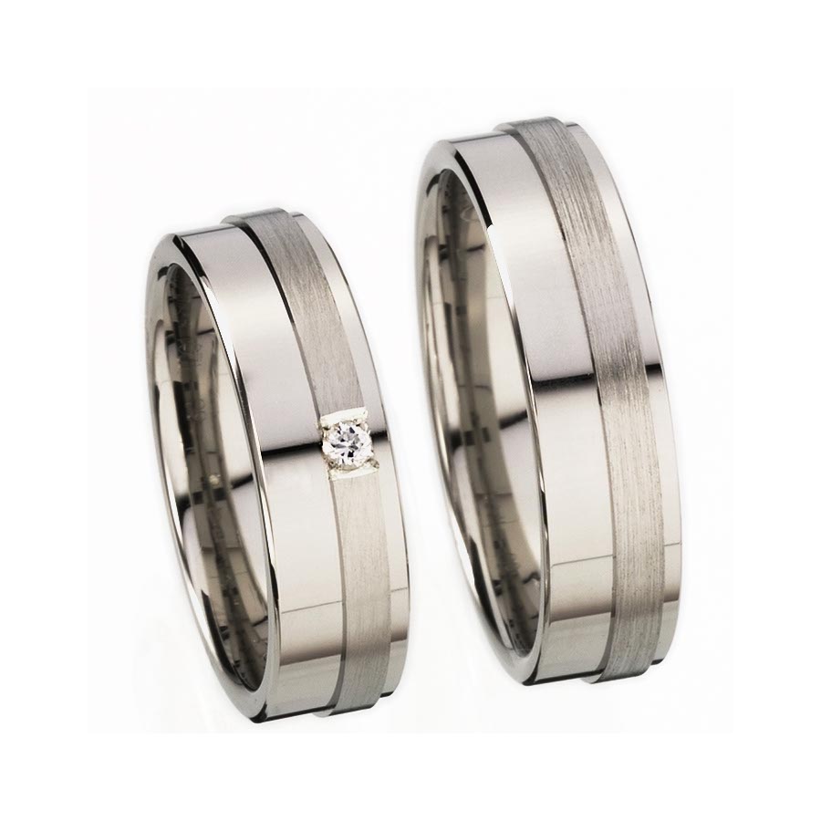 Trauringe / Eheringe 585 Weißgold+Pd 514201-60