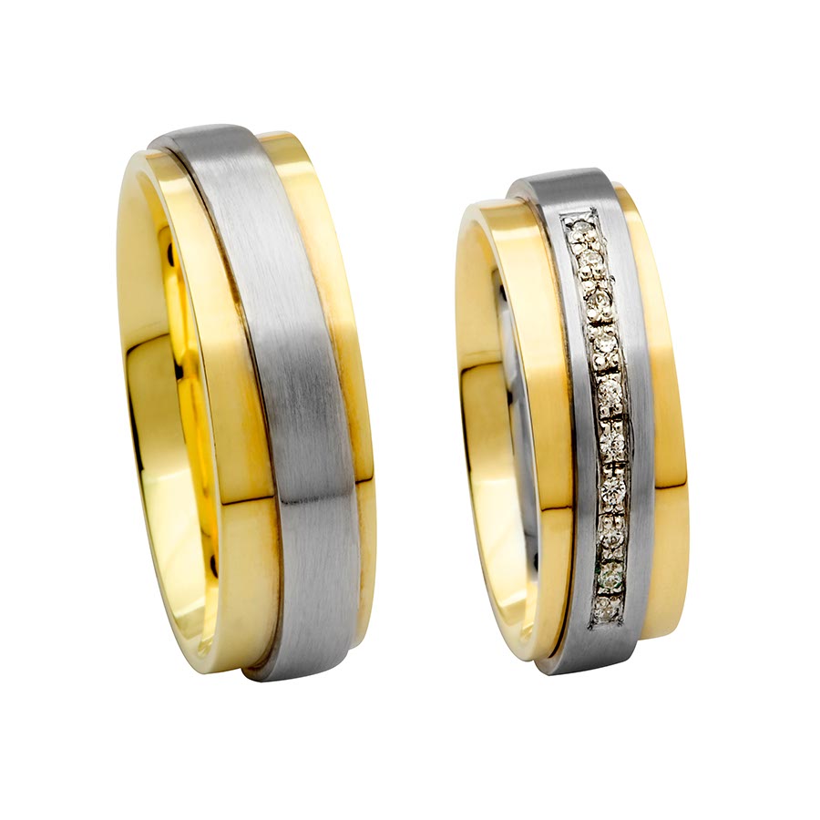 Trauringe / Eheringe 925 Silber, 333 Gelbgold 514385-80