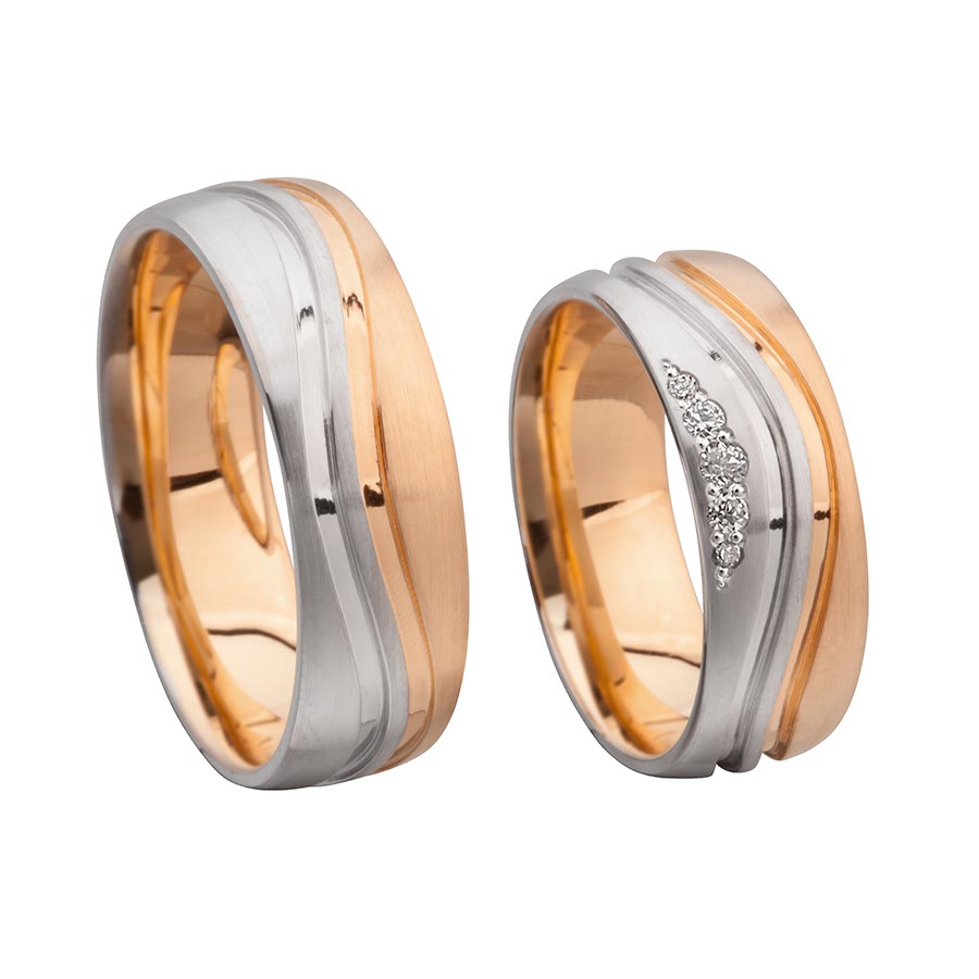 Trauringe / Eheringe 375 Rotgold, Weißgold+Pd 514706-70