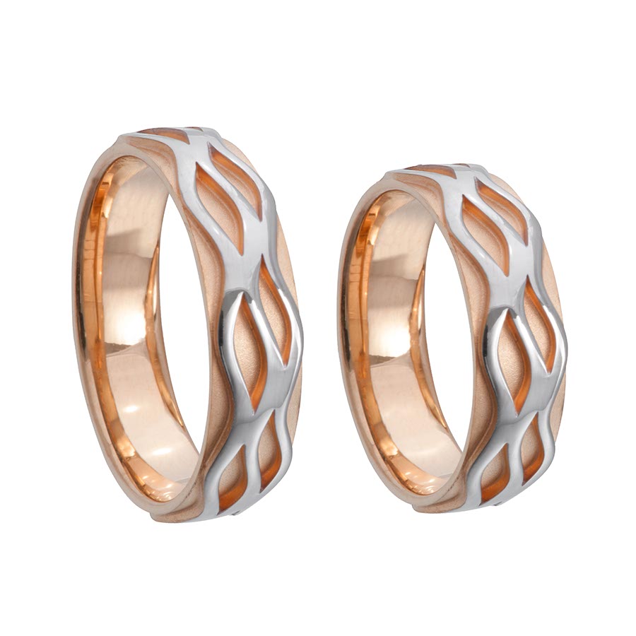 Trauringe / Eheringe 585 Rotgold, Weißgold+Pd 516418-58