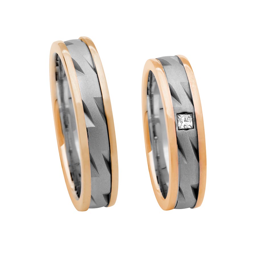 Trauringe Rhede 585 Rotgold, Weißgold+Pd 518007-50